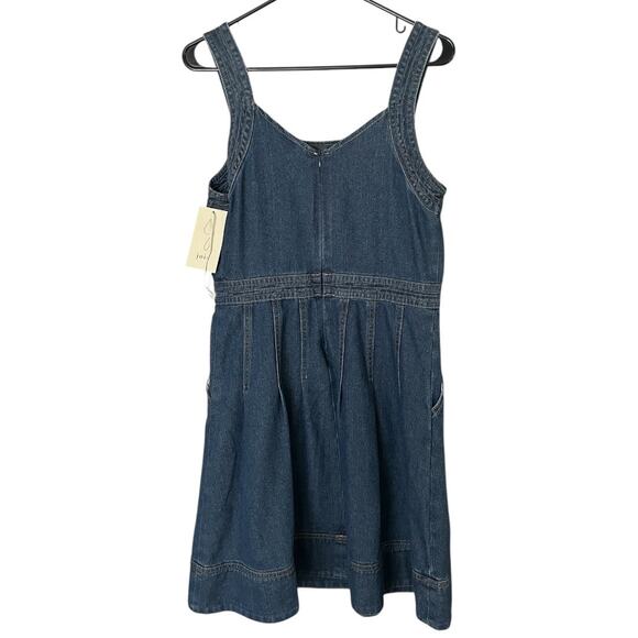 Joie Denim Mini Dress Women's Size 8 Medium Wash A-Line Sleeveless Pockets NEW - Picture 2 of 7